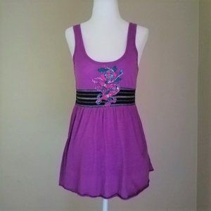 Vintage Free People Purple Embellished Tank XS EUC